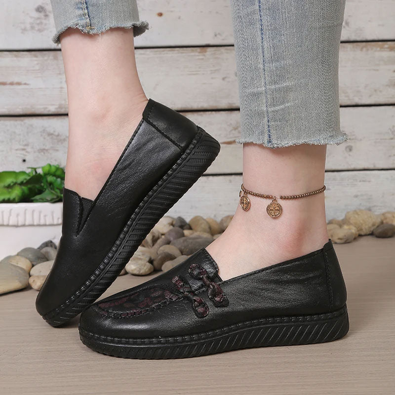 Klassieke Leren Platte Loafers