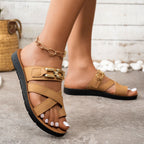 Platte Slippers met Gouden Ketting