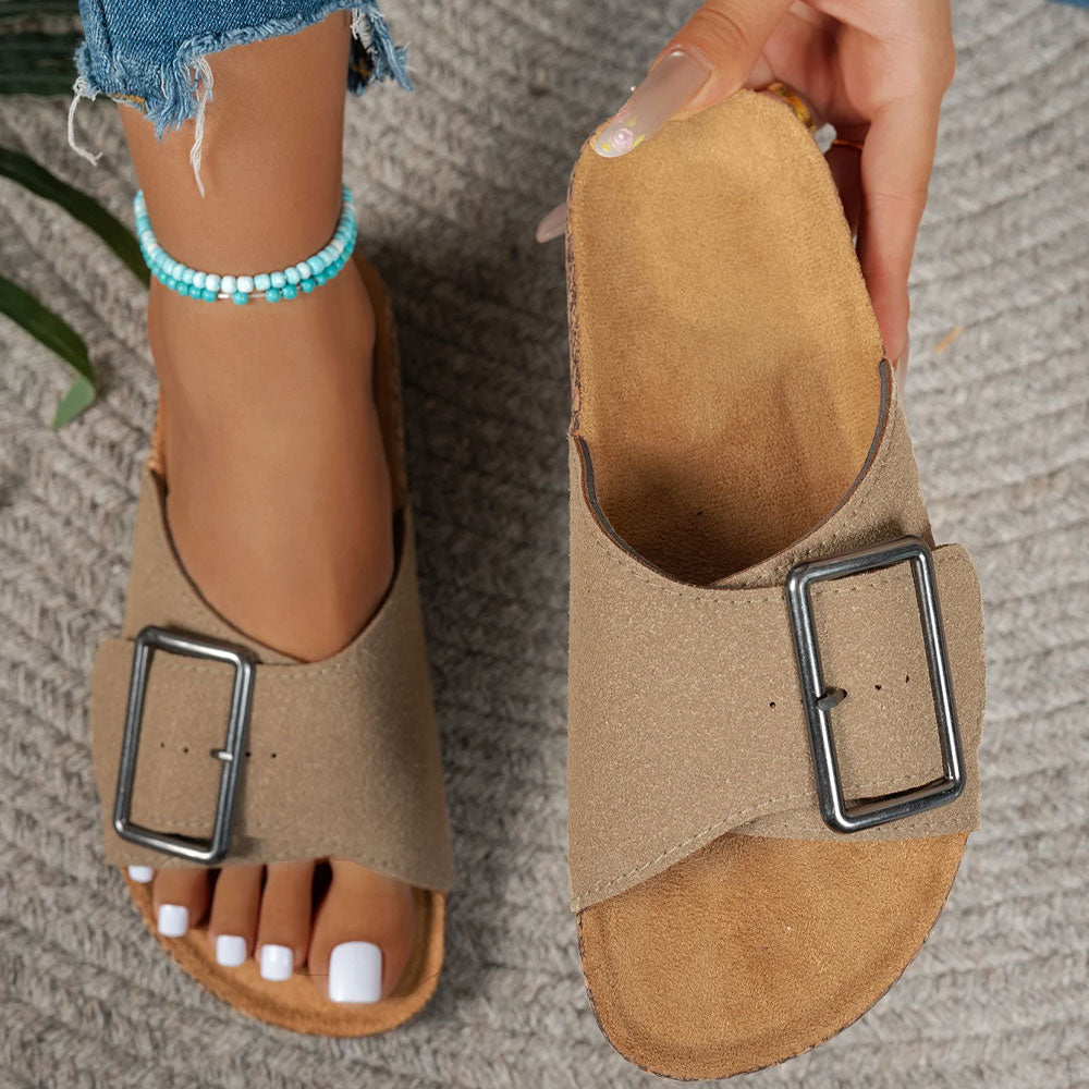 Suède Gesp Platte Strandslippers