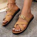 Platte Slippers met Gouden Ketting