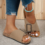Suède Gesp Platte Strandslippers