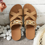 Platte Slippers met Gouden Ketting