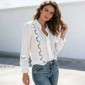 Bloemen Blouse met Opstaande Kraag