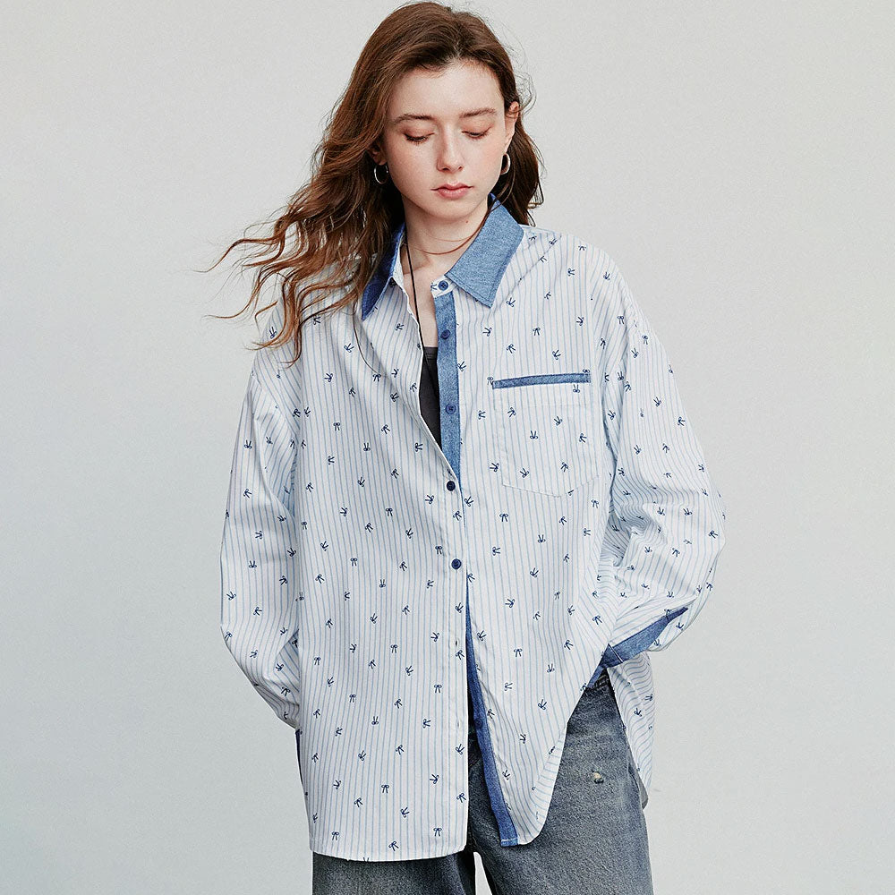 Gestreepte Blouse met Strikdetail