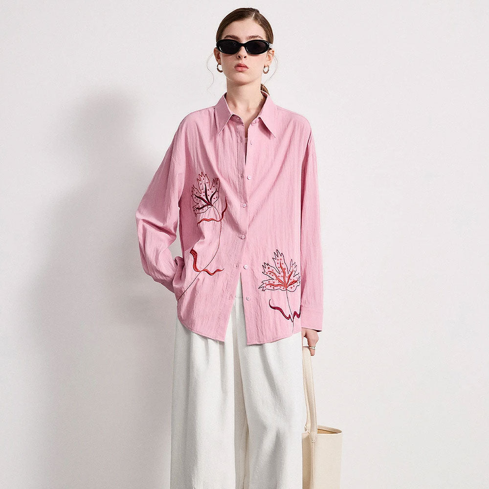 Losse Geborduurde Bloemenblouse