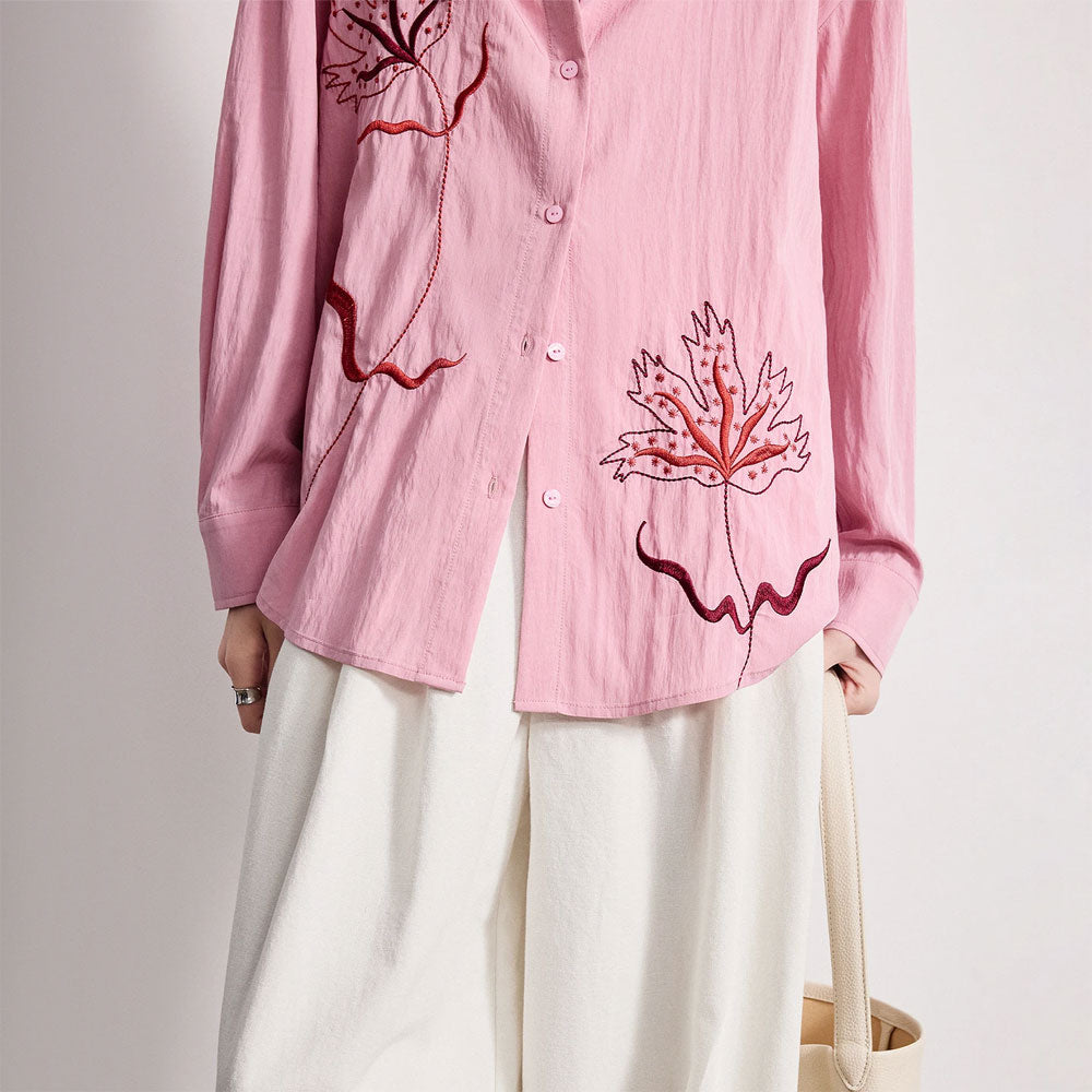 Losse Geborduurde Bloemenblouse