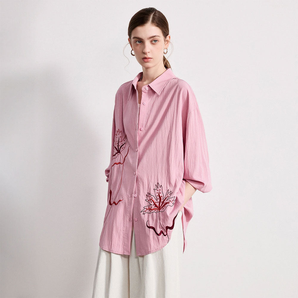 Losse Geborduurde Bloemenblouse