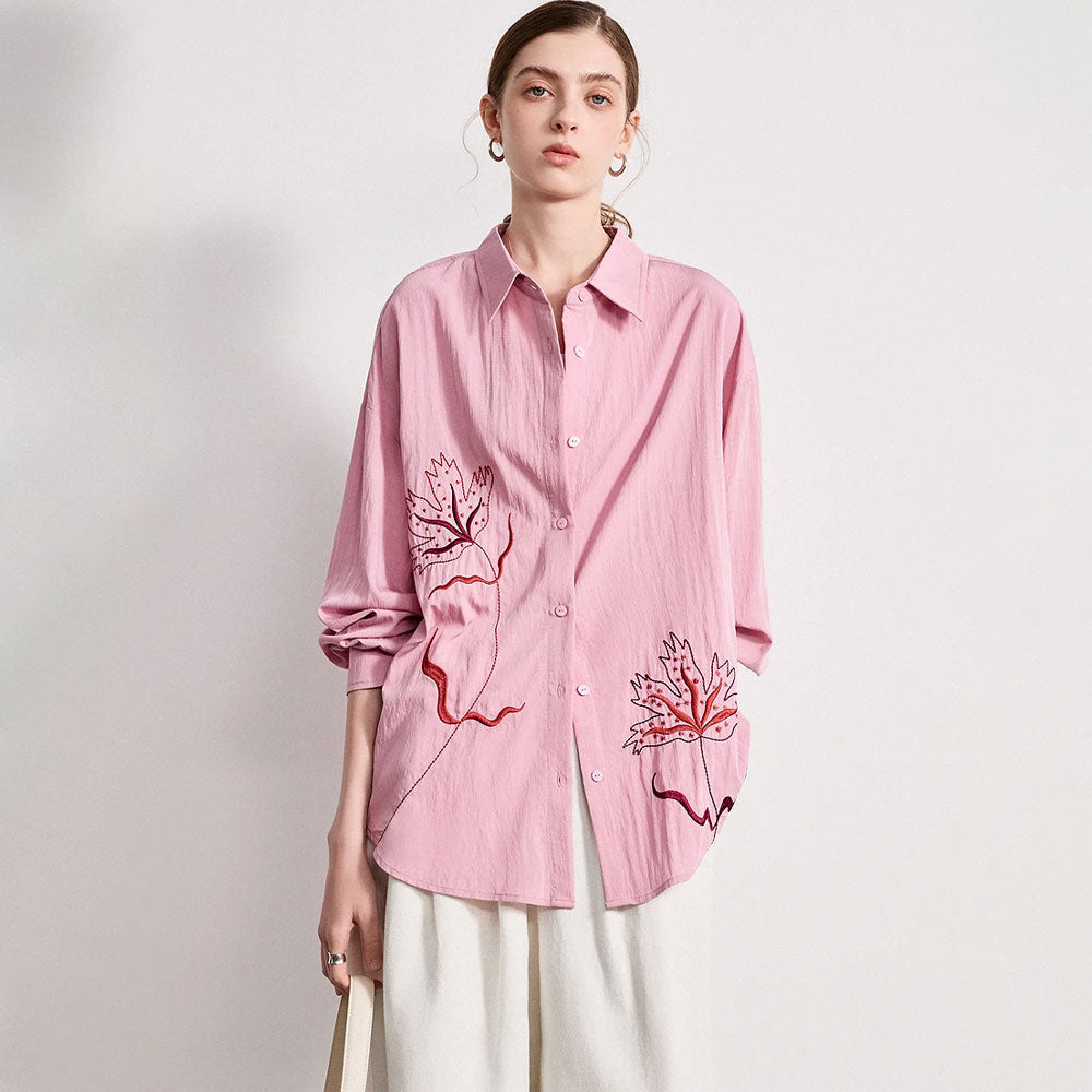 Losse Geborduurde Bloemenblouse