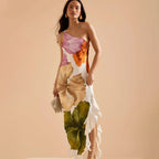 One Shoulder Feestjurk met Print