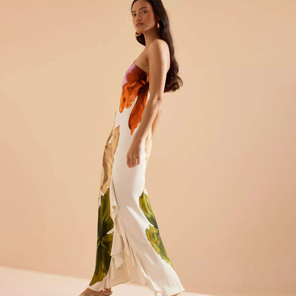 One Shoulder Feestjurk met Print